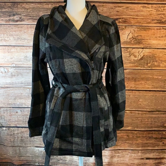 CoffeeShop Jackets & Blazers - Coffee & New York Black & Grey Checked Moto Jacket